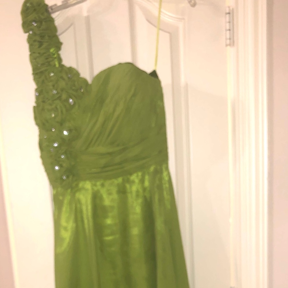 One shoulder long beautiful gown.  Worn once.